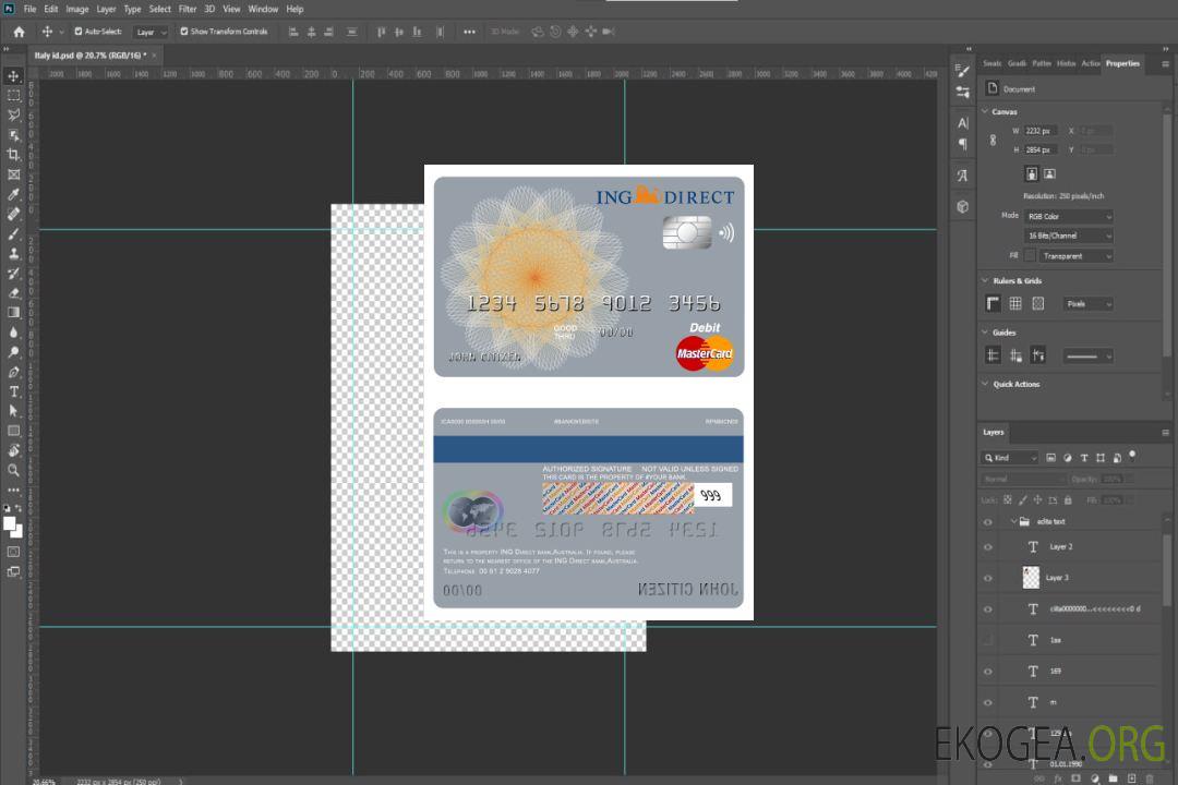 Carte principale de la banque Ing Direct d'Australie template